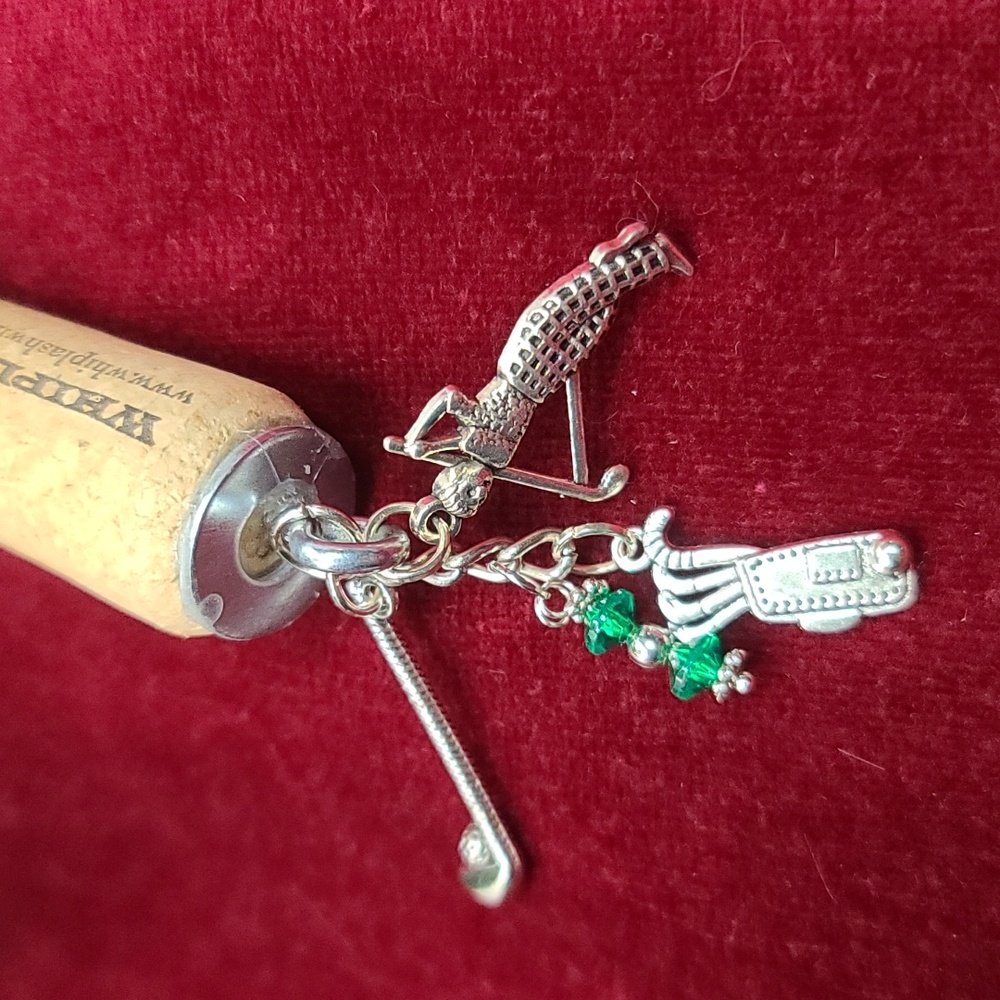 GOLF Wine Cork Key Chain, Backpack or Purse Charm NWT